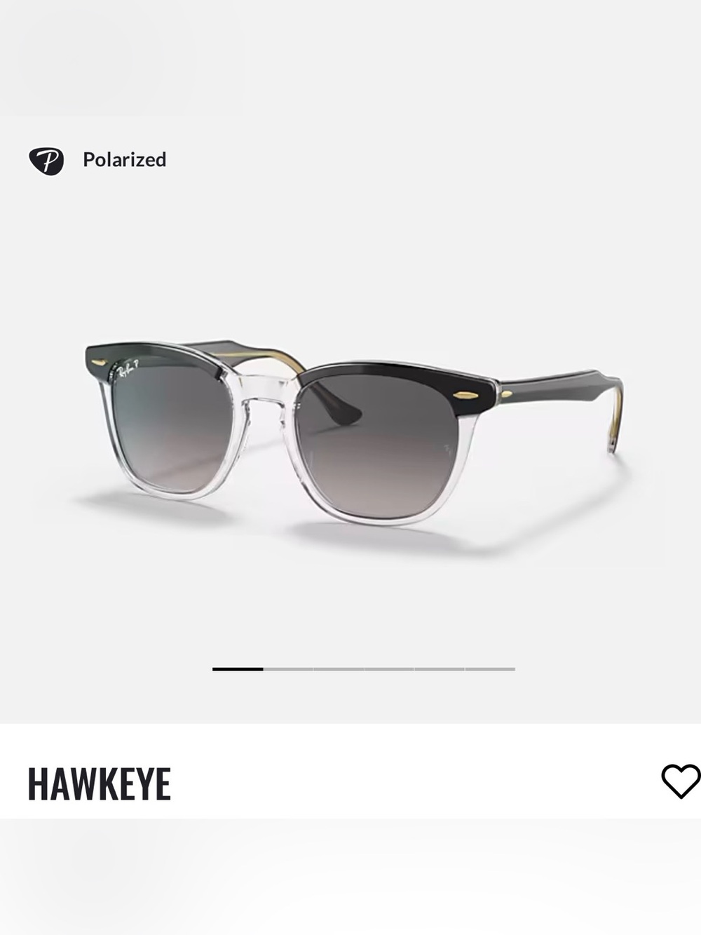 Ray-Ban Hawkeye Black & Clear Polarized Sunglasses with Gradient Gray Lenses